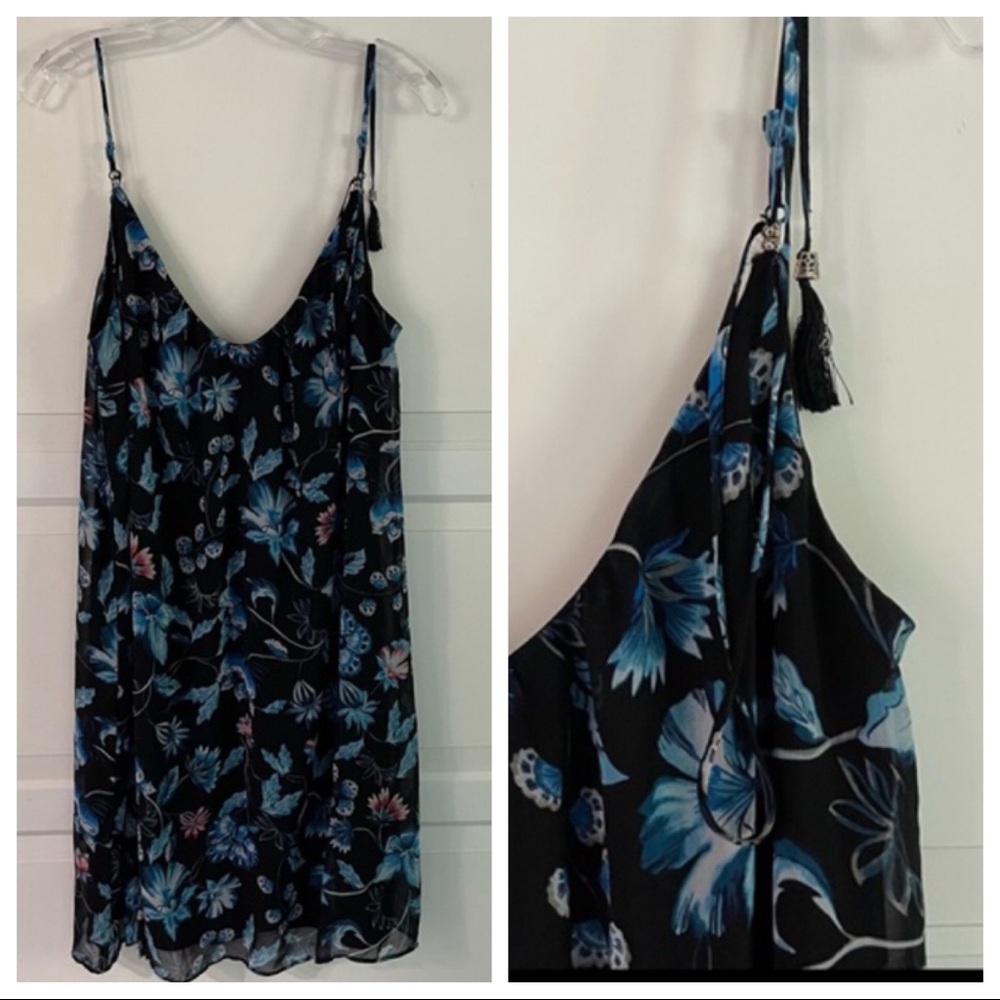 White House Black Market floral tassel tie slip dress 8545